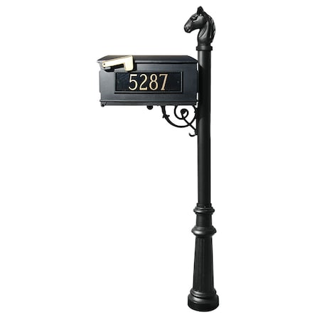 Qualarc Mailbox w/fluted base, horsehead finial LMC-801-BL